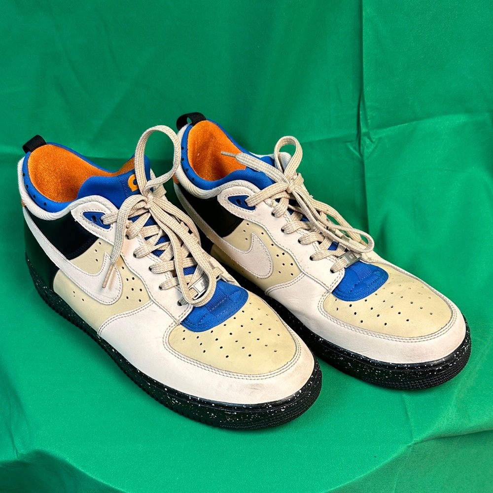Nike AF 1 Cream and Blue Men's Shoes